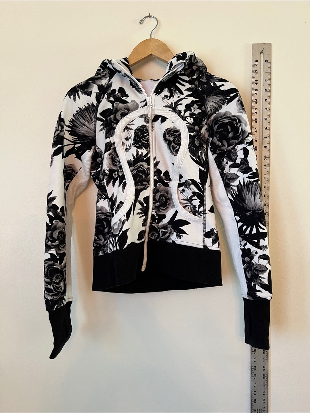 lululemon athletica Black and White Floral Zip Hoodie